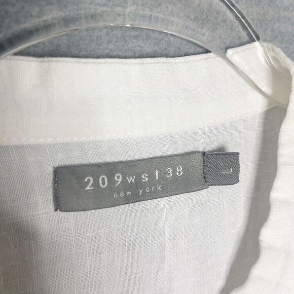 209 WST 38 New York Linen White Blouse Top Lagenlook Size Large Asymmetrical‎ - Picture 2 of 6